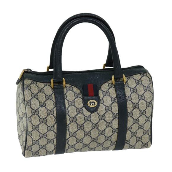 GUCCI GG Supreme Sherry Line Hand Bag Pvc Navy Red 40 02 006 - Picture 1 of 16